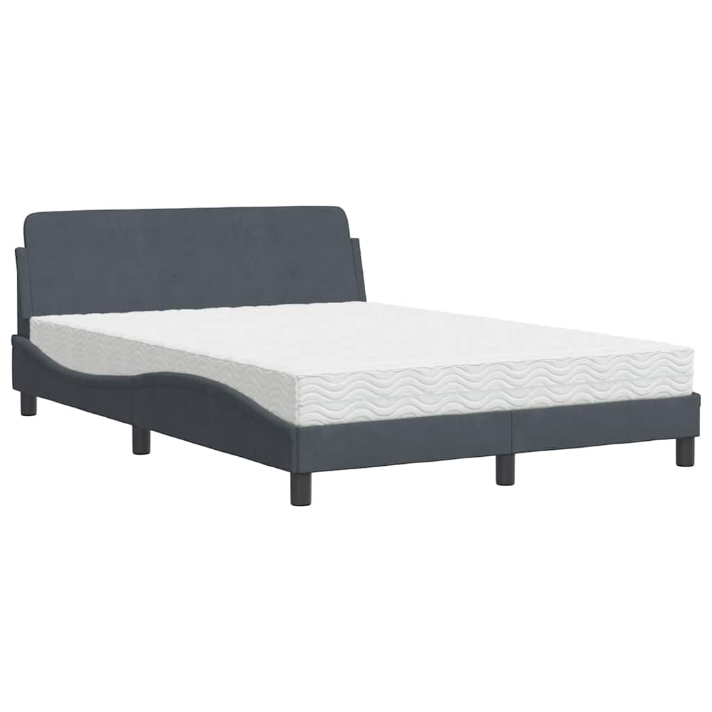 Bett mit Matratze "Dover" Dunkelgrau 140x190 cm Samt