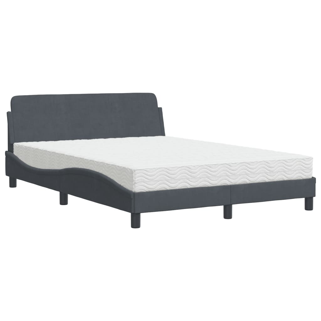 Bett mit Matratze "Dover" Dunkelgrau 140x190 cm Samt