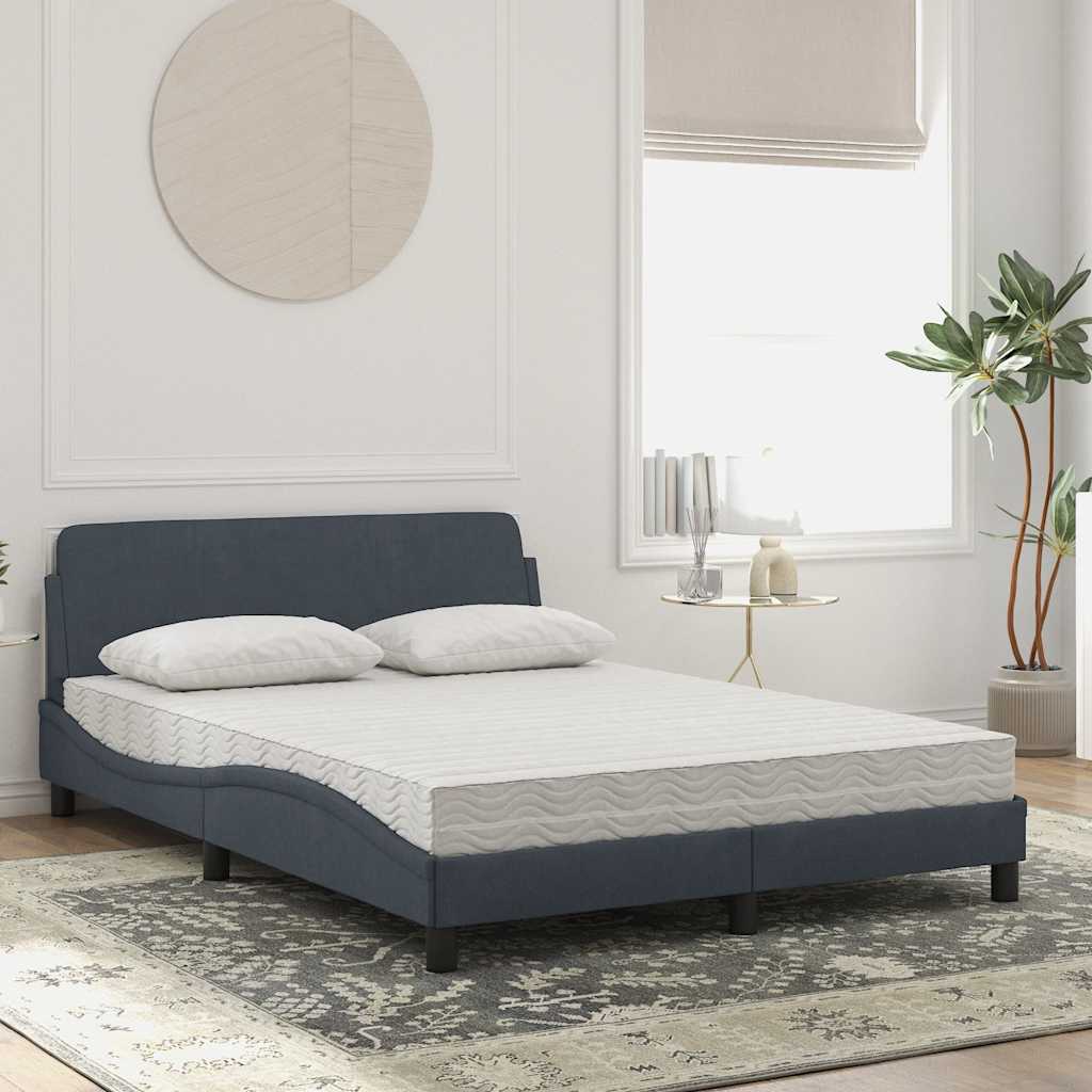 Bett mit Matratze "Dover" Dunkelgrau 140x190 cm Samt