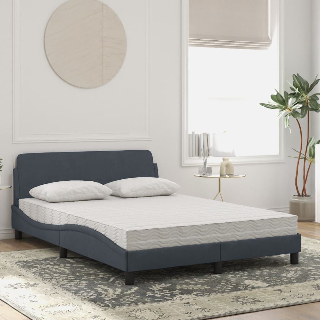 Bett mit Matratze "Dover" Dunkelgrau 140x190 cm Samt
