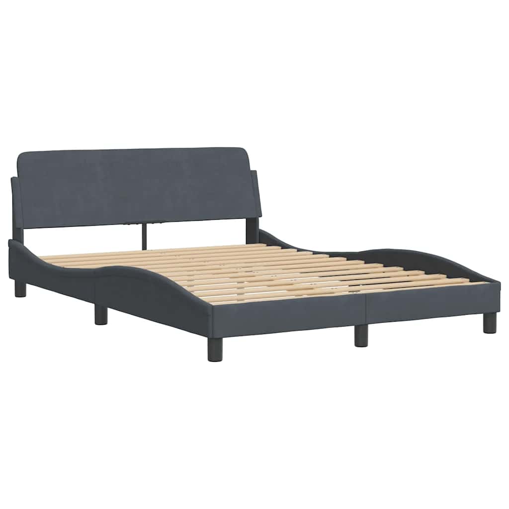 Bett mit Matratze "Dover" Dunkelgrau 140x190 cm Samt