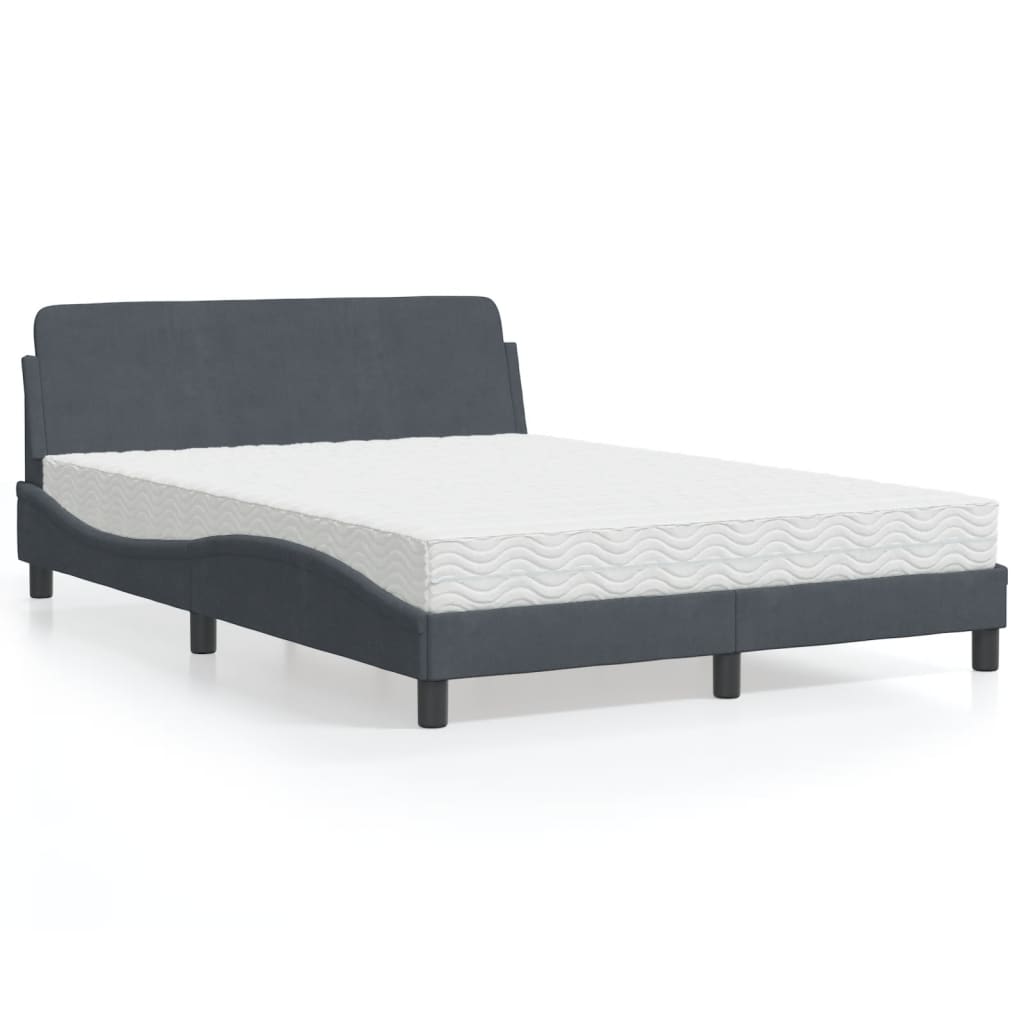 Bett mit Matratze "Dover" Dunkelgrau 140x190 cm Samt