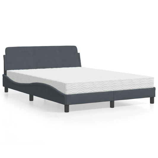 Bett mit Matratze "Dover" Dunkelgrau 140x190 cm Samt