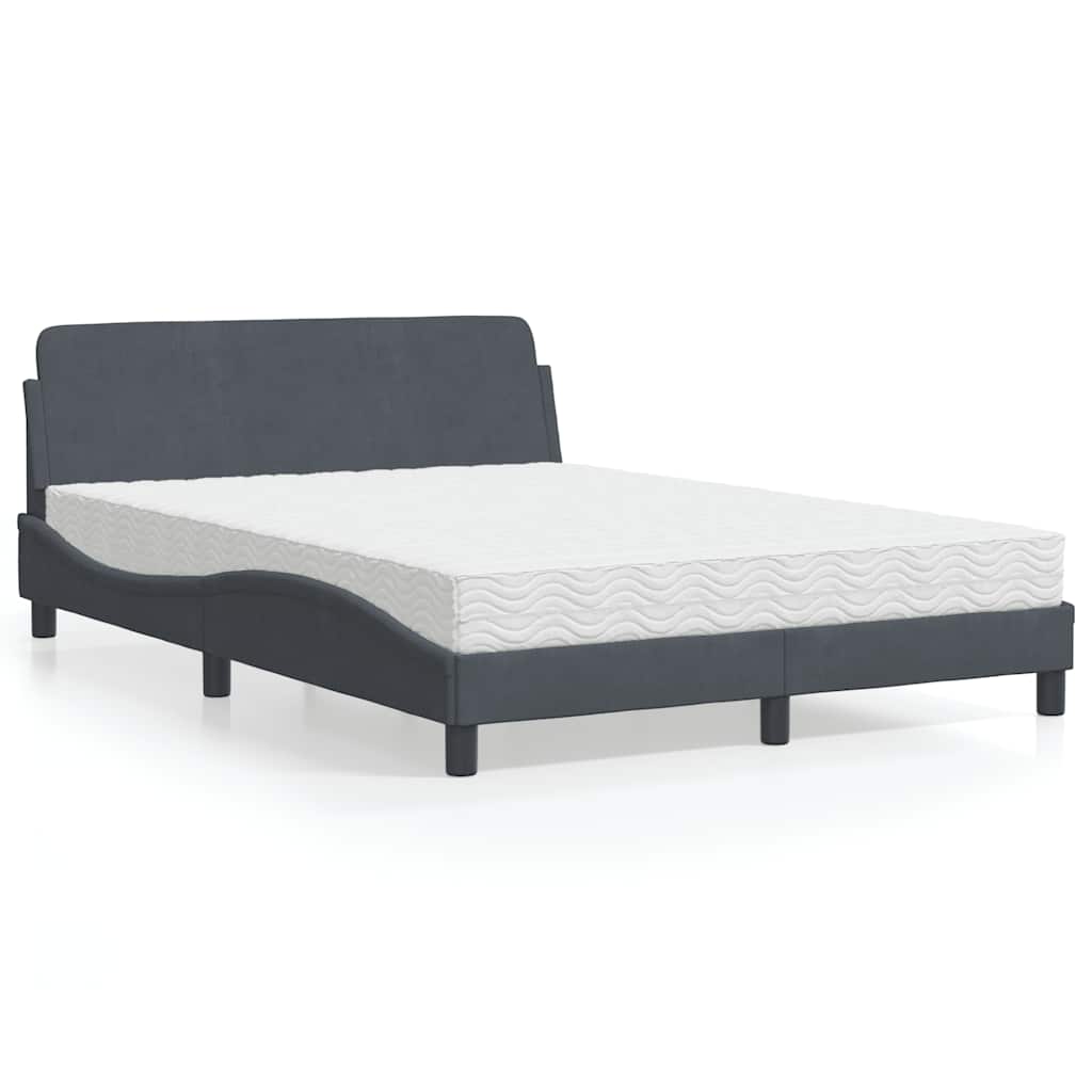 Bett mit Matratze "Dover" Dunkelgrau 140x190 cm Samt