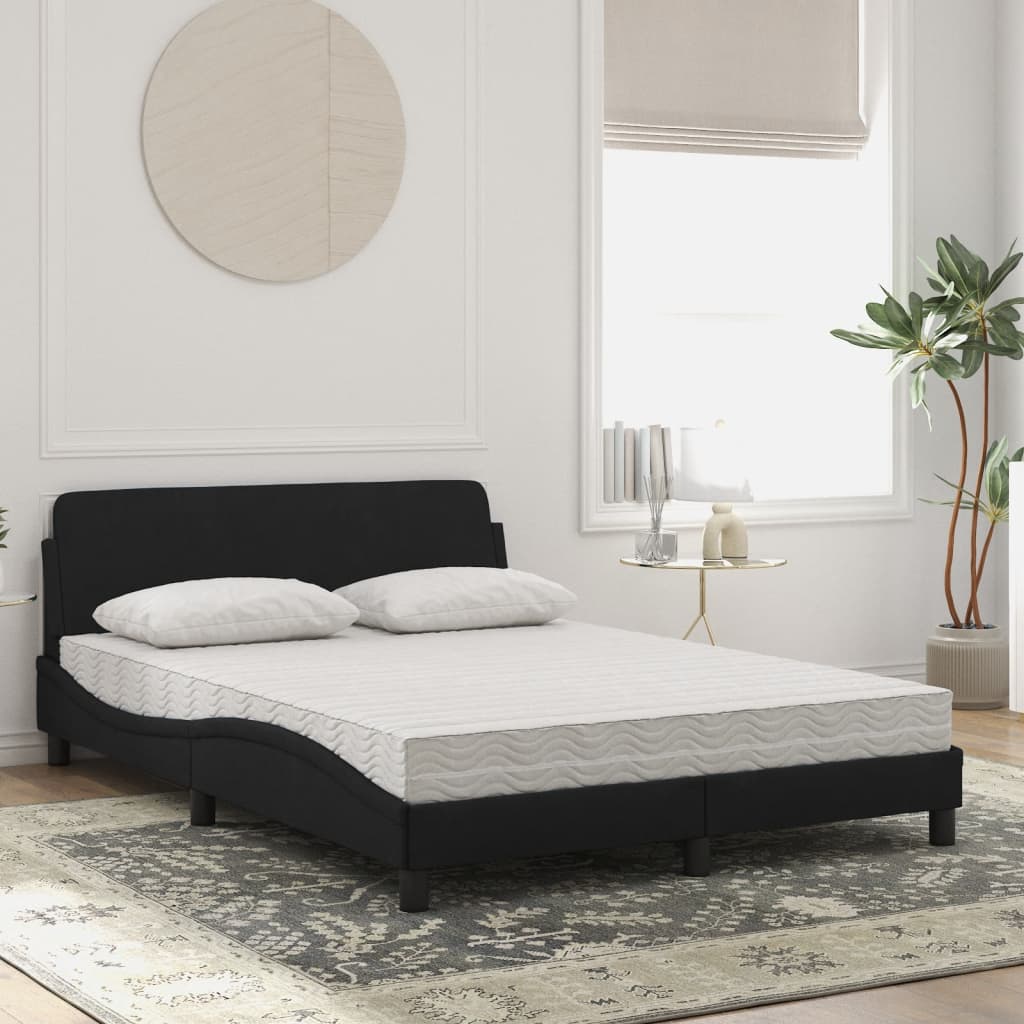 Bett mit Matratze "Dover" Schwarz 140x190 cm Samt