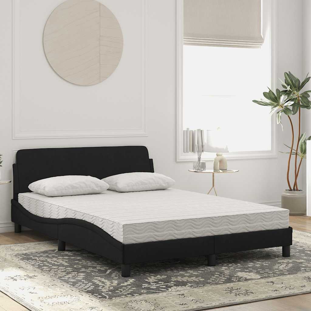 Bett mit Matratze "Dover" Schwarz 140x190 cm Samt