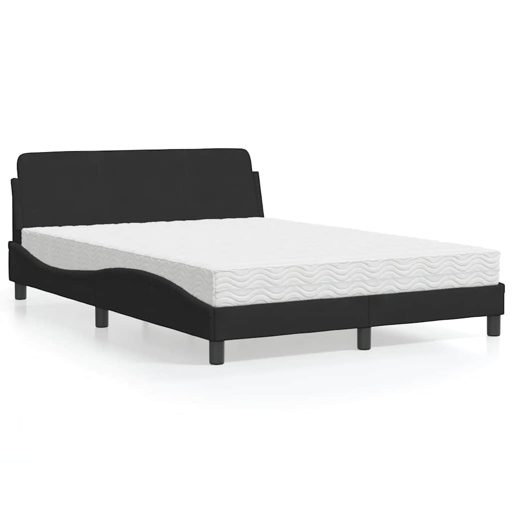Bett mit Matratze "Dover" Schwarz 140x190 cm Samt