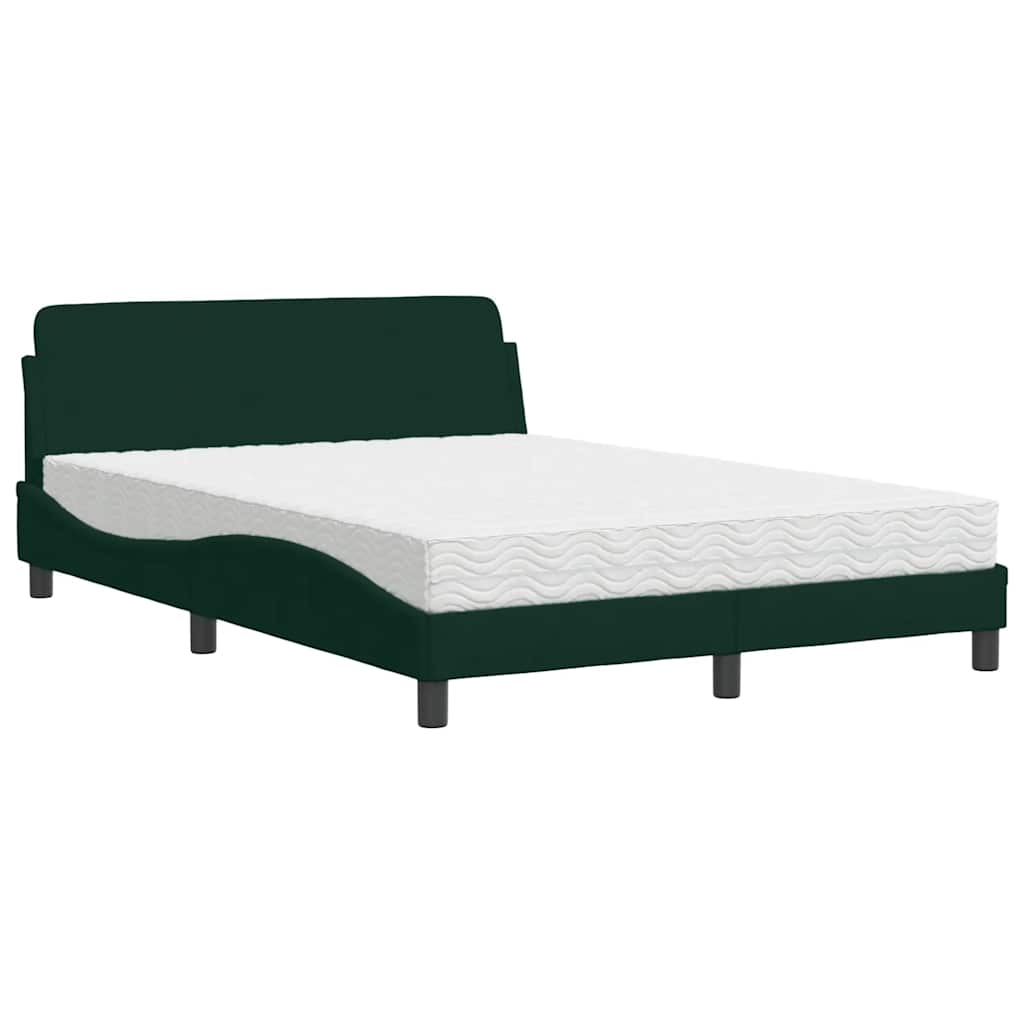 Bett mit Matratze "Dover" Dunkelgrün 140x190 cm Samt