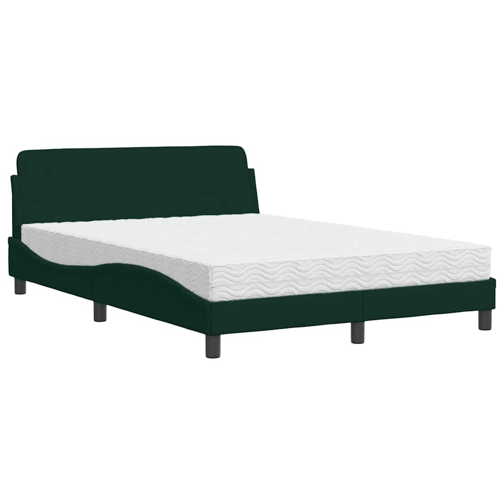 Bett mit Matratze "Dover" Dunkelgrün 140x190 cm Samt