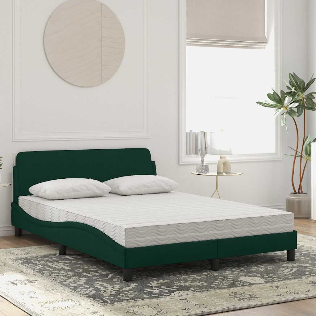 Bett mit Matratze "Dover" Dunkelgrün 140x190 cm Samt