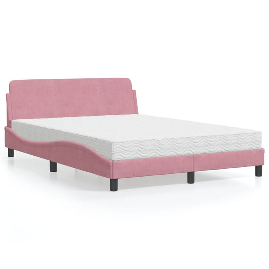Bett mit Matratze "Dover" Rosa 140x190 cm Samt
