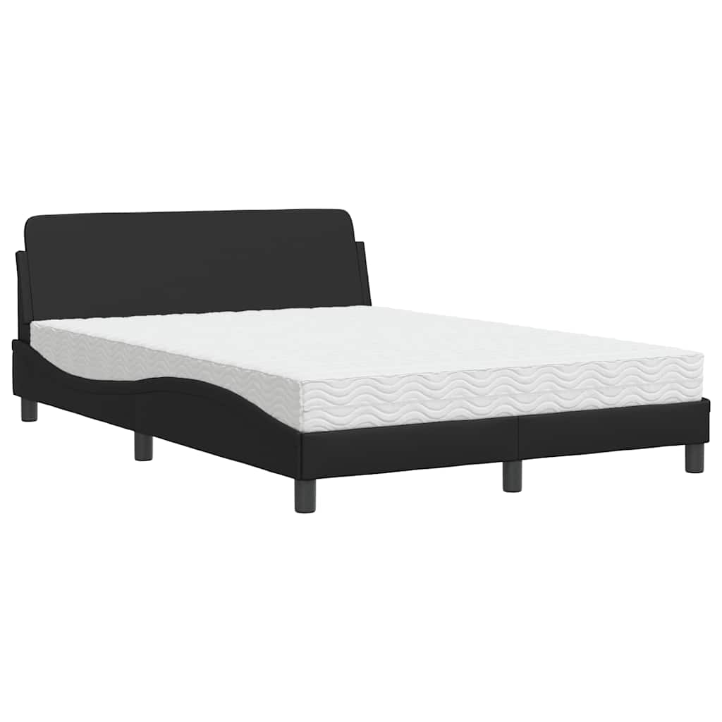 Bett mit Matratze "Dover" Schwarz 140x190 cm Kunstleder