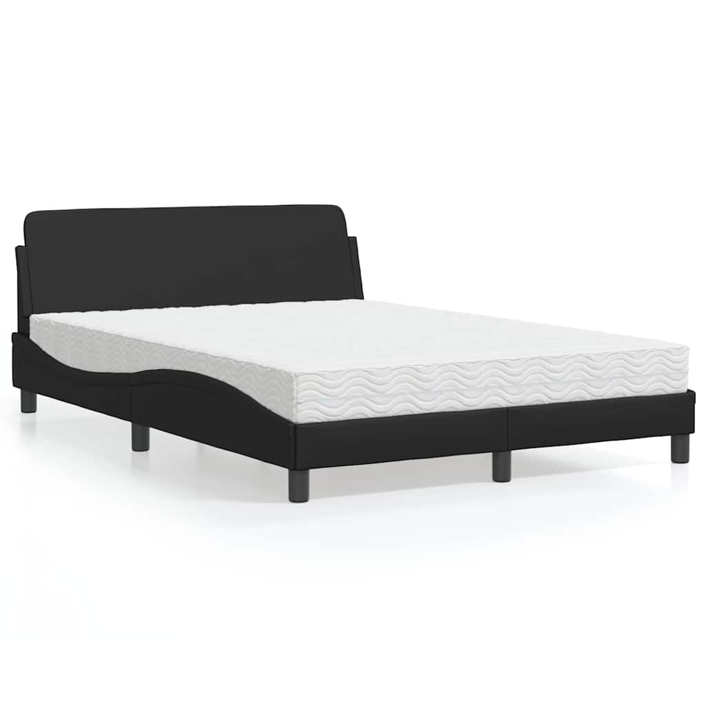 Bett mit Matratze "Dover" Schwarz 140x190 cm Kunstleder