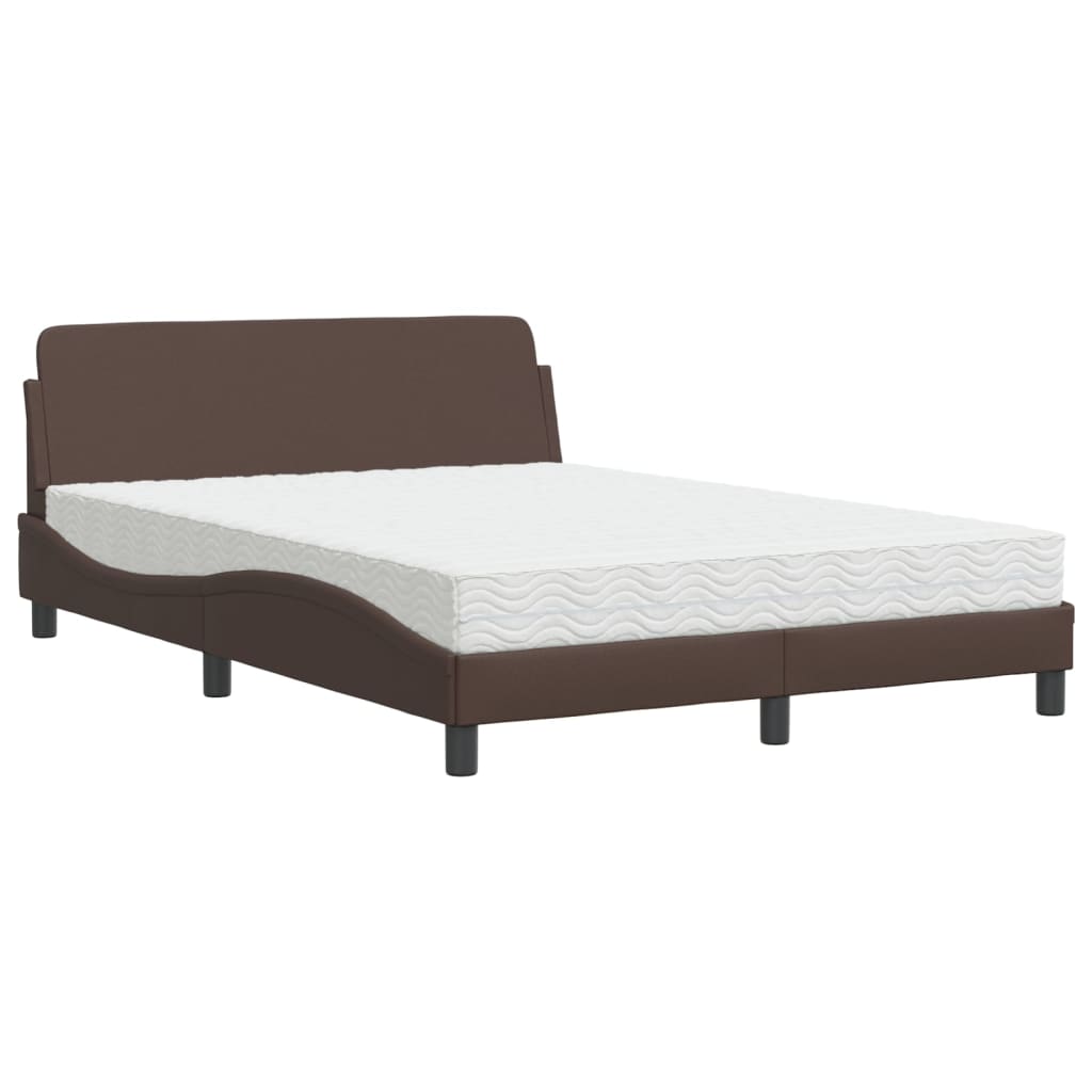 Bett mit Matratze "Dover" Braun 140x190 cm Kunstleder