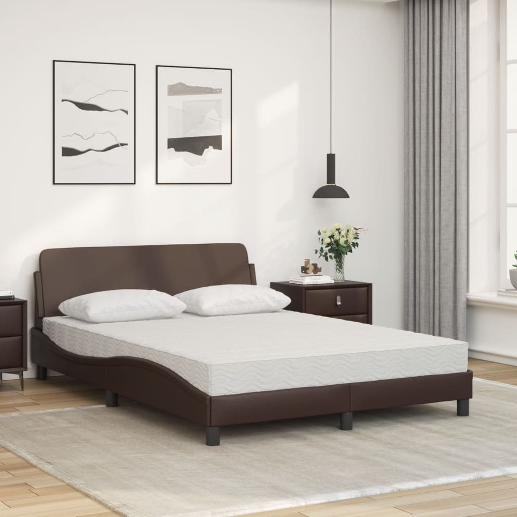 Bett mit Matratze "Dover" Braun 140x190 cm Kunstleder