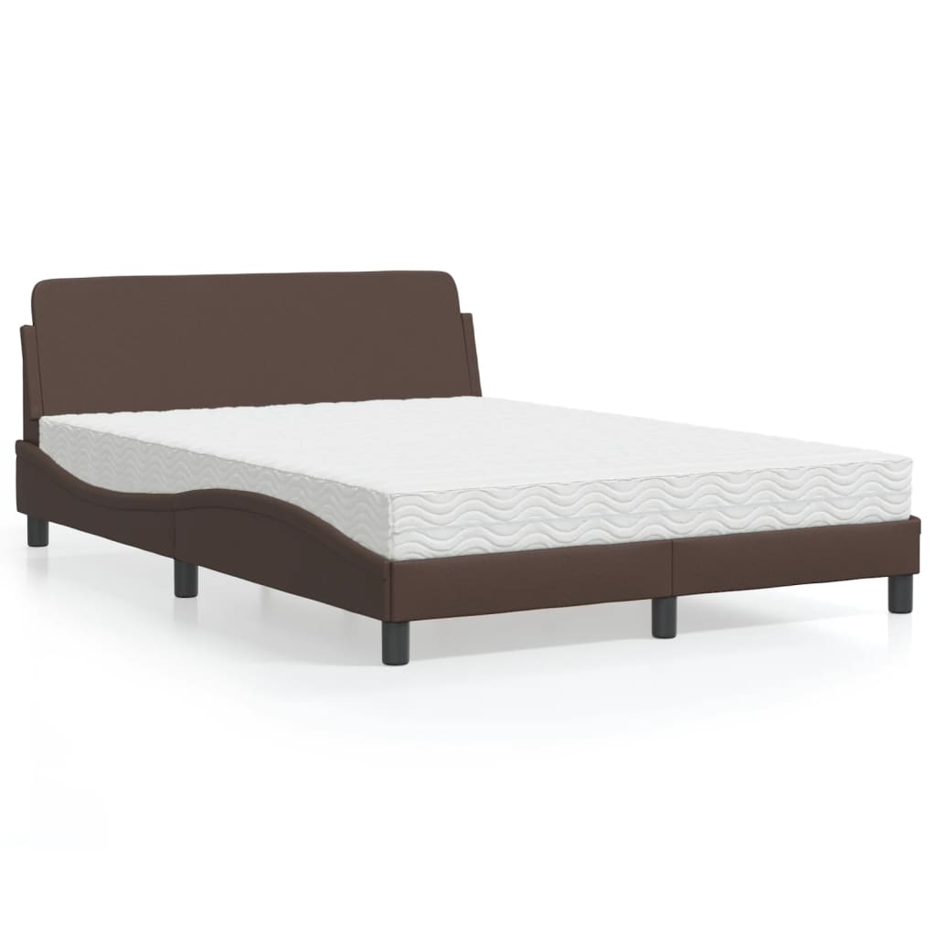 Bett mit Matratze "Dover" Braun 140x190 cm Kunstleder