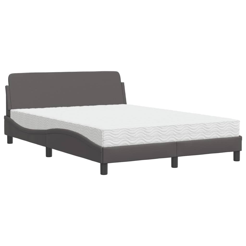 Bett mit Matratze "Dover" Grau 140x190 cm Kunstleder