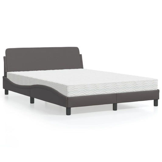 Bett mit Matratze "Dover" Grau 140x190 cm Kunstleder
