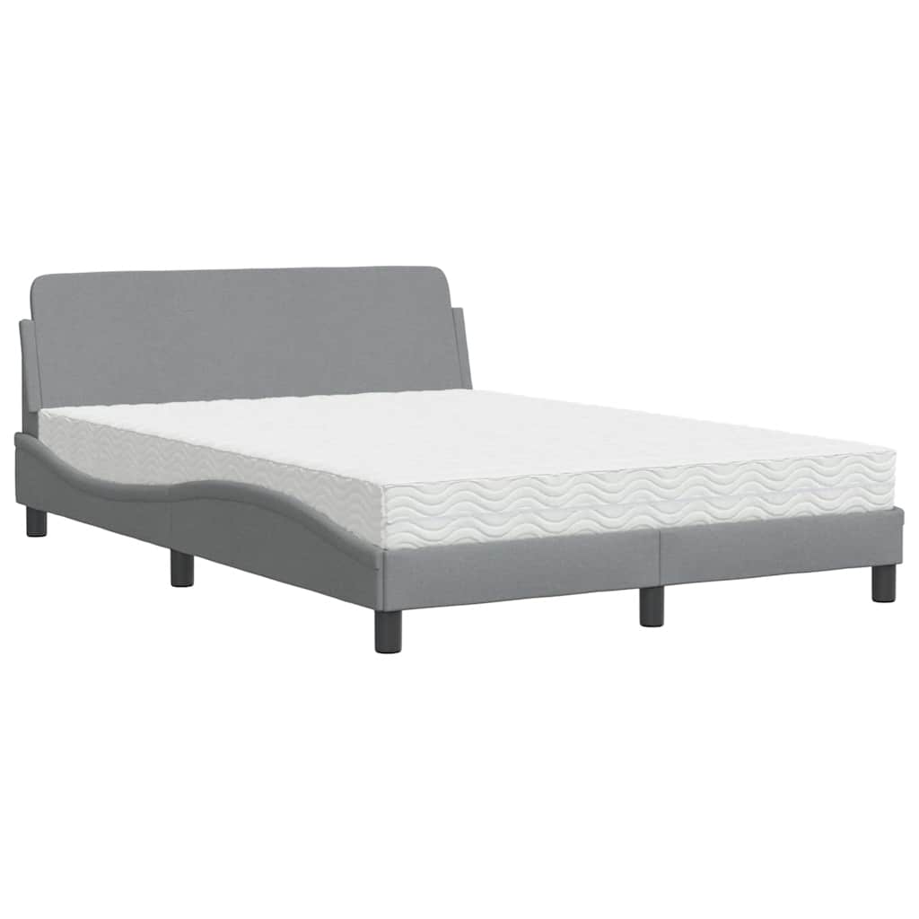 Bett mit Matratze "Dover" Hellgrau 140x200 cm Stoff