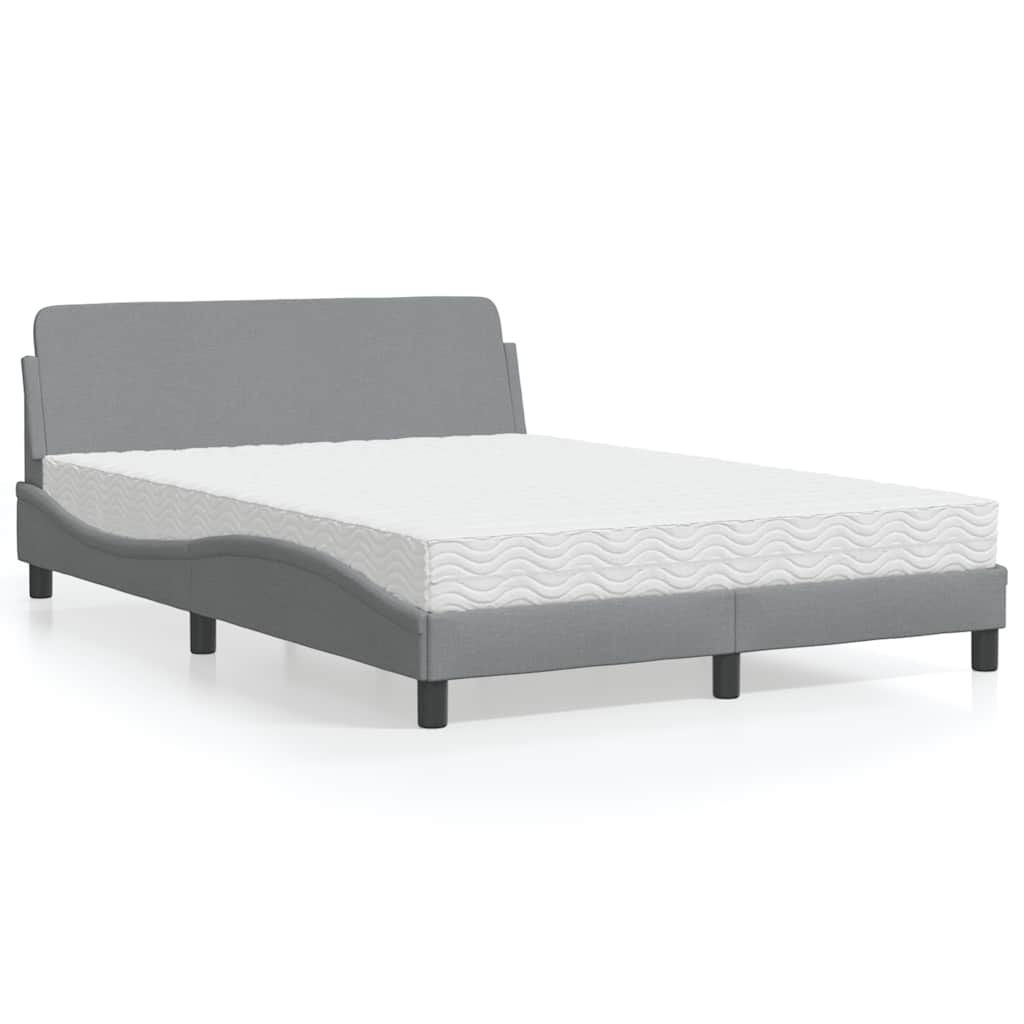 Bett mit Matratze "Dover" Hellgrau 140x200 cm Stoff
