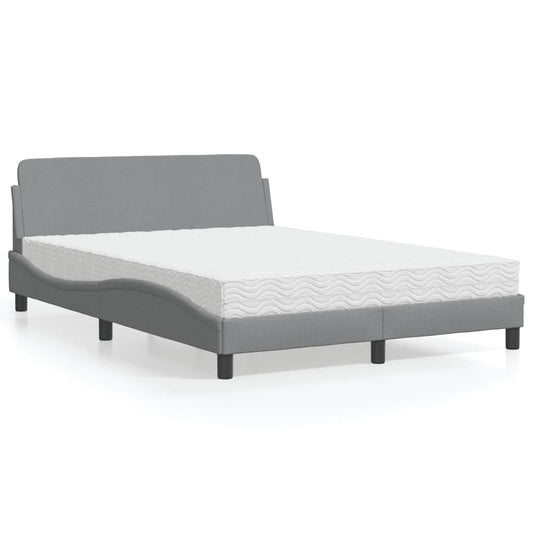 Bett mit Matratze "Dover" Hellgrau 140x200 cm Stoff