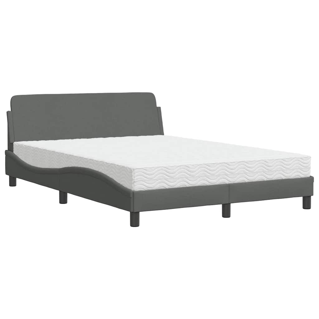 Bett mit Matratze "Dover" Dunkelgrau 140x200 cm Stoff