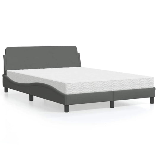 Bett mit Matratze "Dover" Dunkelgrau 140x200 cm Stoff