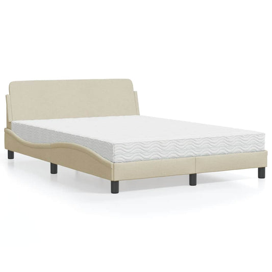 Bett mit Matratze "Dover" Creme 140x200 cm Stoff