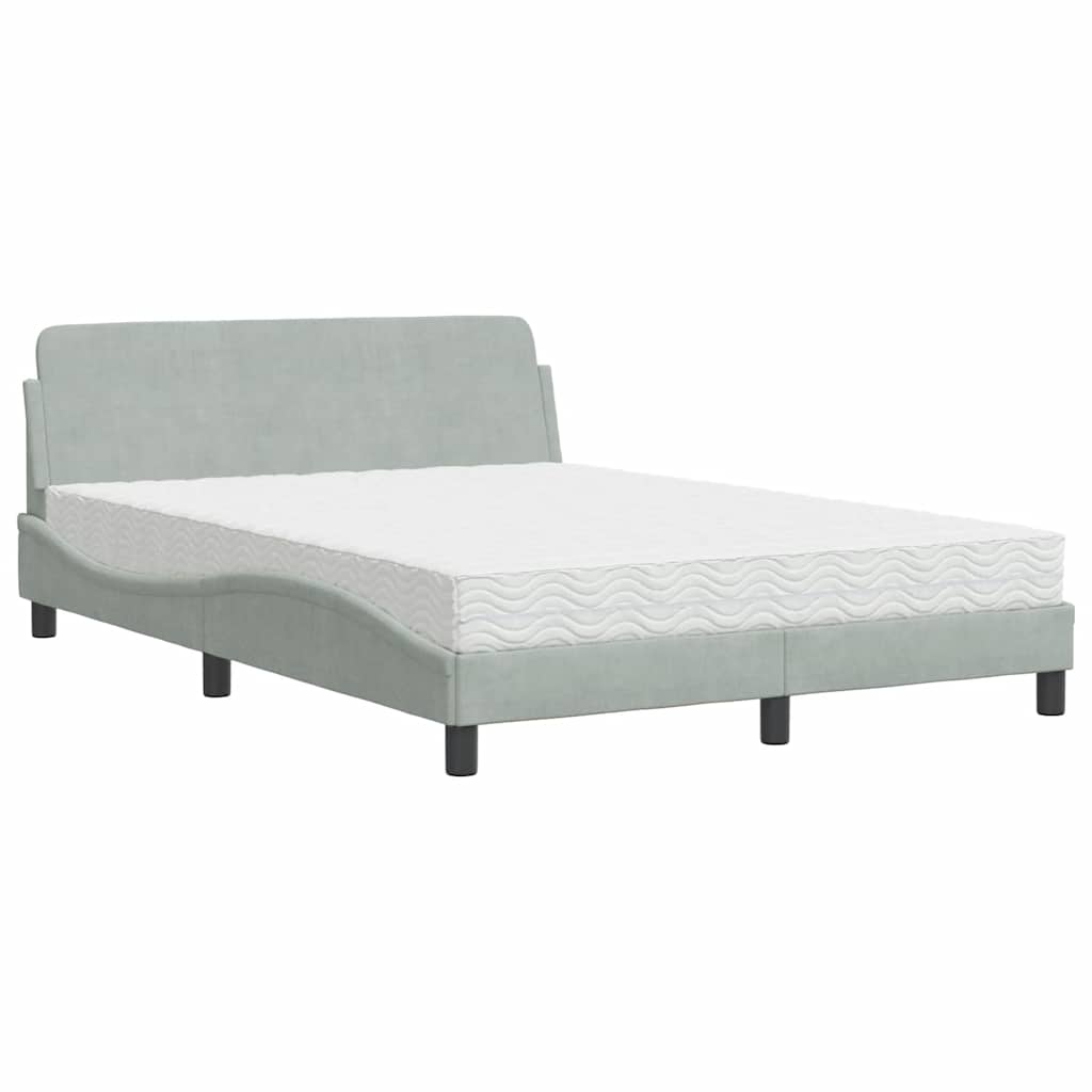 Bett mit Matratze "Dover" Hellgrau 140x200 cm Samt
