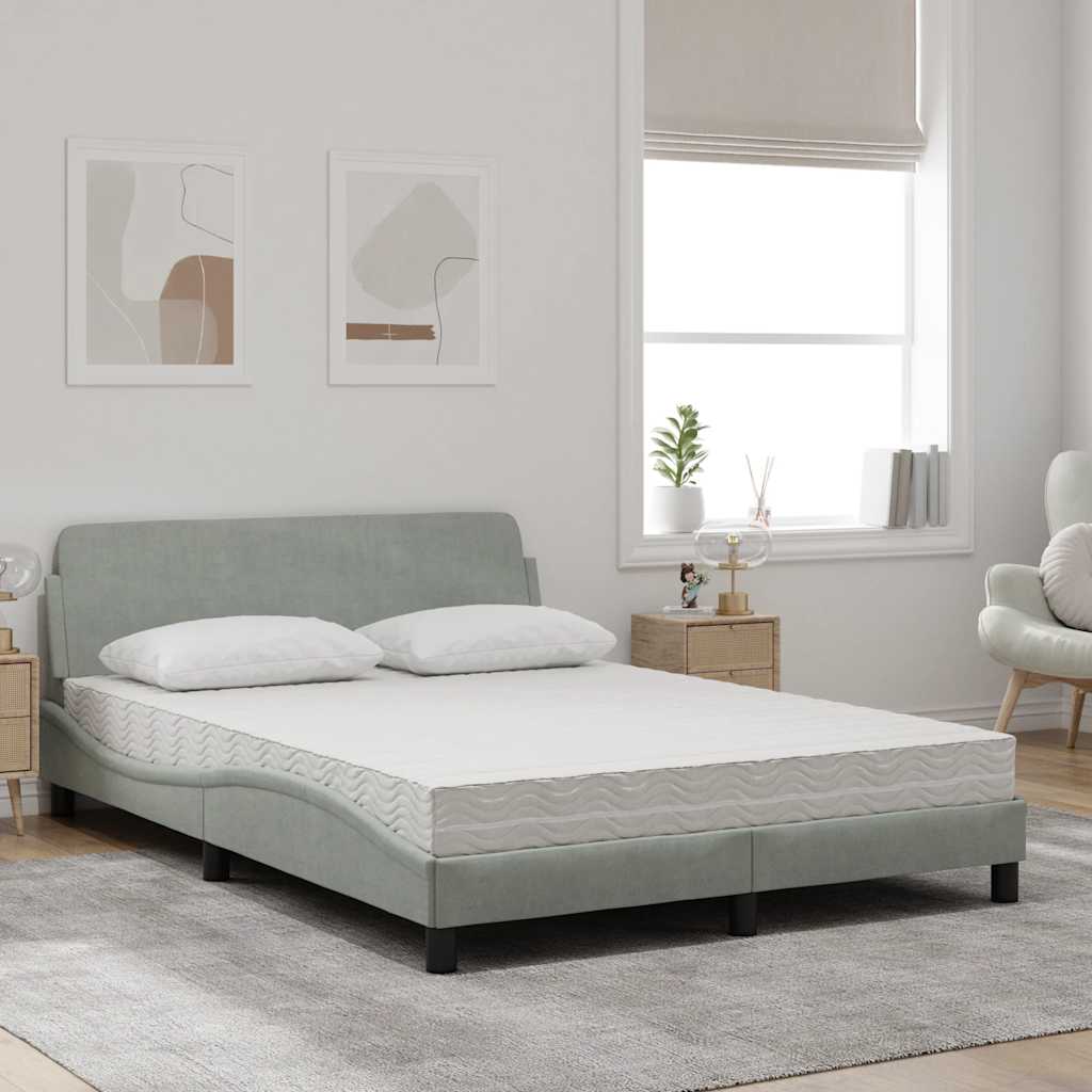 Bett mit Matratze "Dover" Hellgrau 140x200 cm Samt