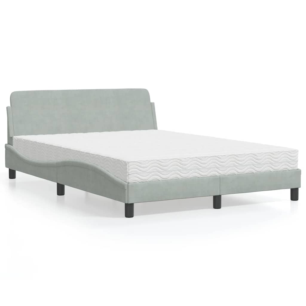 Bett mit Matratze "Dover" Hellgrau 140x200 cm Samt