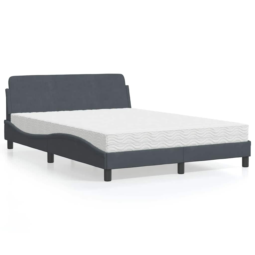 Bett mit Matratze "Dover" Dunkelgrau 140x200 cm Samt
