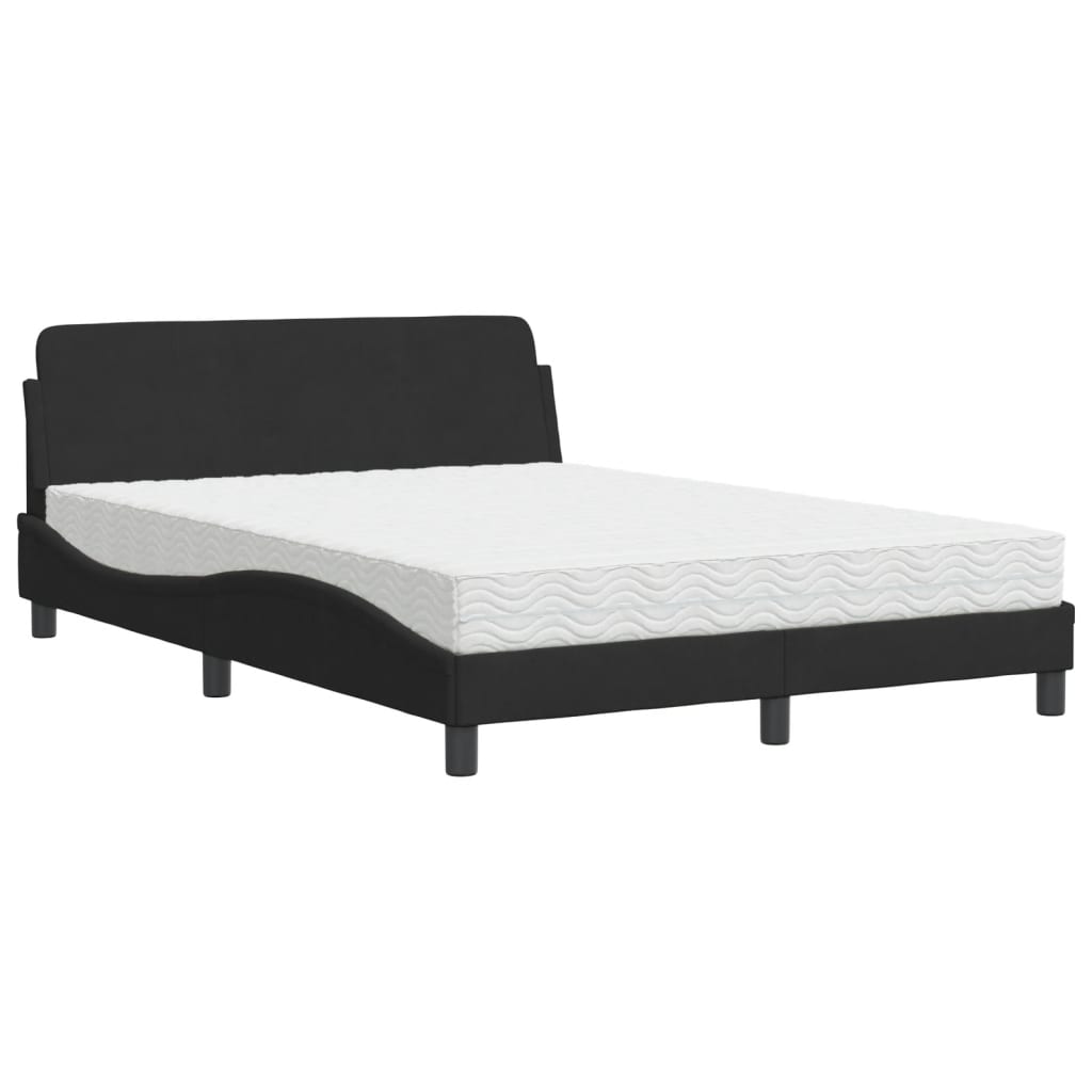 Bett mit Matratze "Dover" Schwarz 140x200 cm Samt