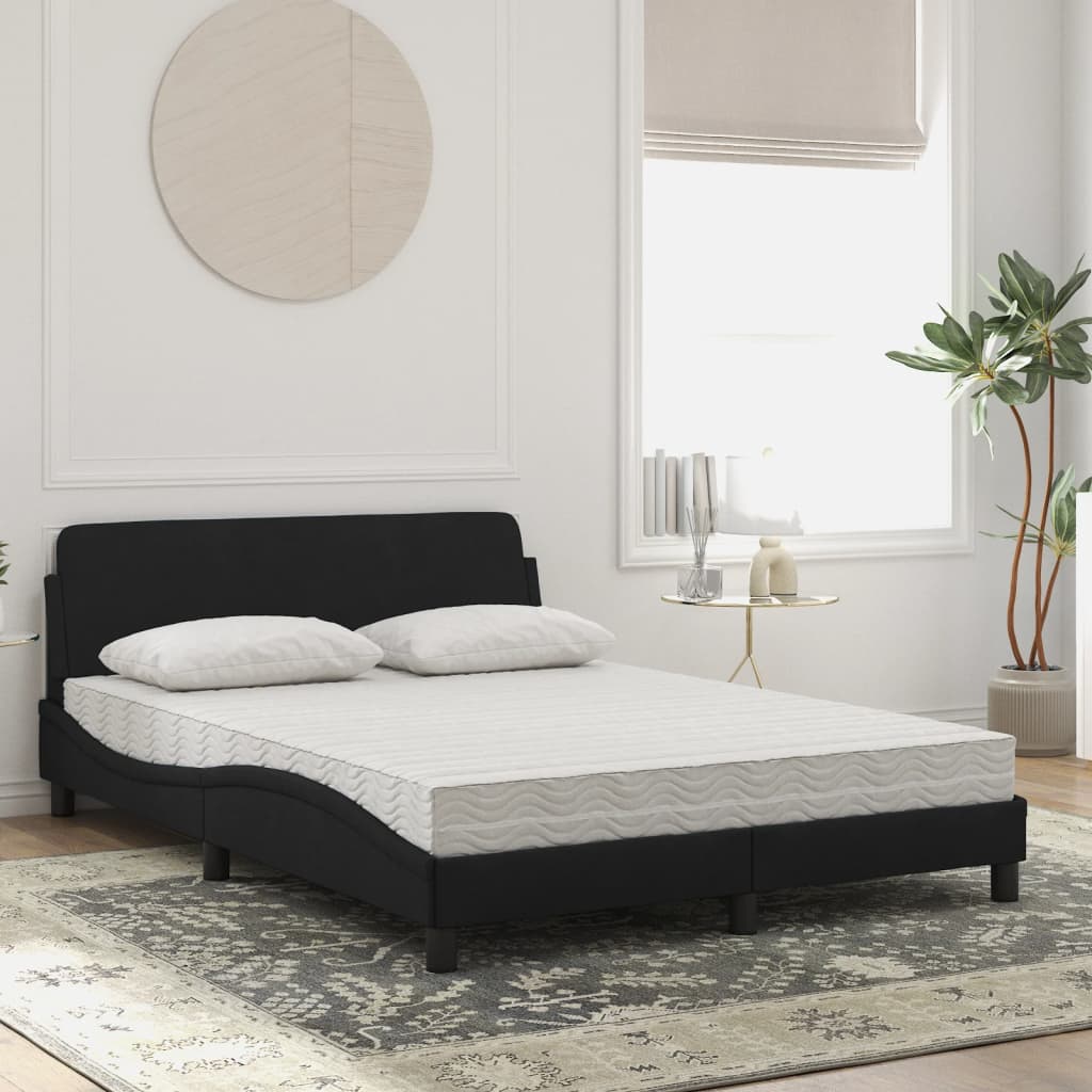 Bett mit Matratze "Dover" Schwarz 140x200 cm Samt