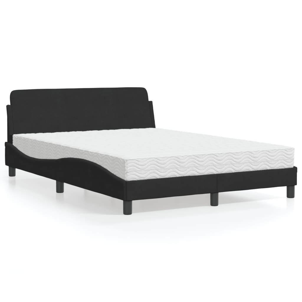 Bett mit Matratze "Dover" Schwarz 140x200 cm Samt