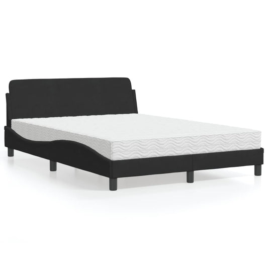 Bett mit Matratze "Dover" Schwarz 140x200 cm Samt