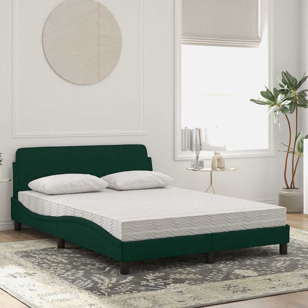 Bett mit Matratze "Dover" Dunkelgrün 140x200 cm Samt