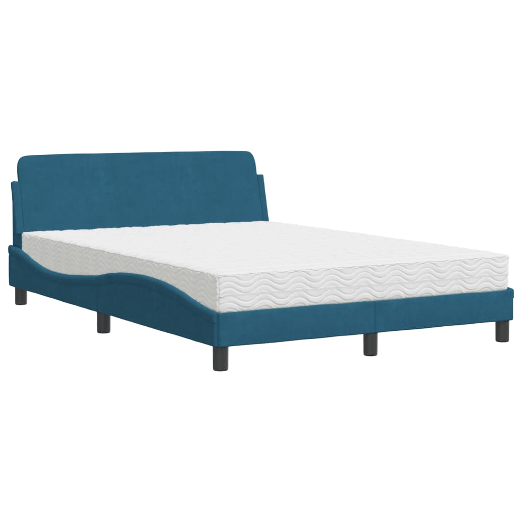 Bett mit Matratze "Dover" Blau 140x200 cm Samt