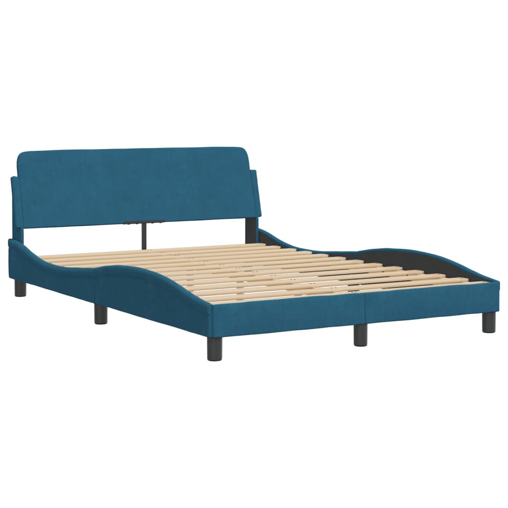 Bett mit Matratze "Dover" Blau 140x200 cm Samt