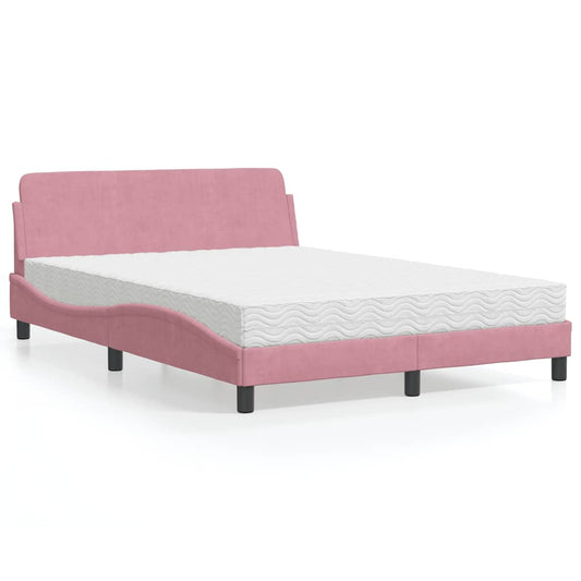 Bett mit Matratze "Dover" Rosa 140x200 cm Samt
