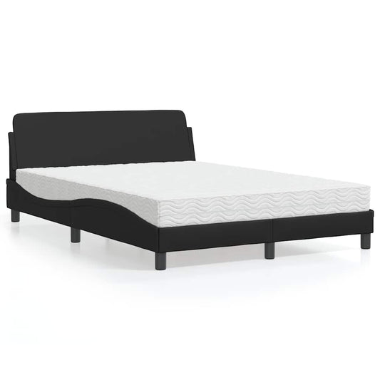 Bett mit Matratze "Dover" Schwarz 140x200 cm Kunstleder