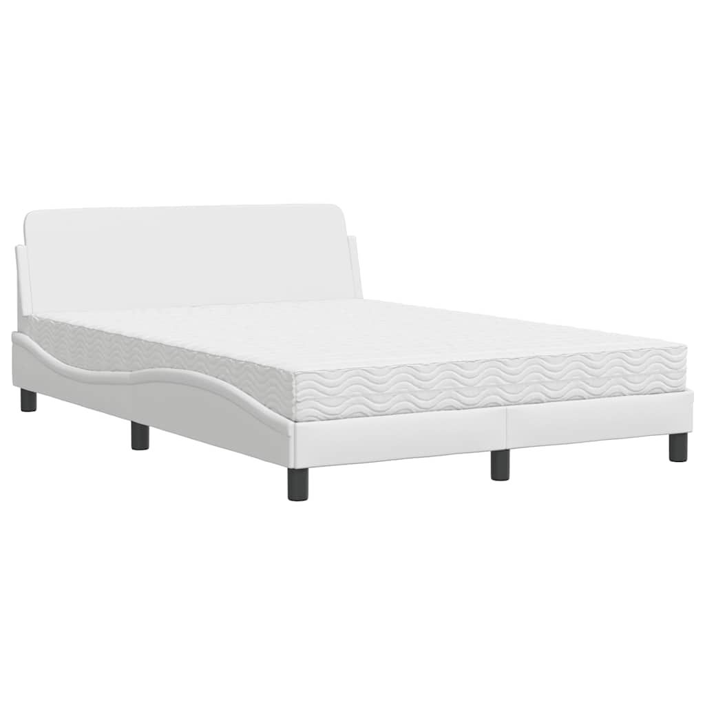 Bett mit Matratze "Dover" Weiß 140x200 cm Kunstleder