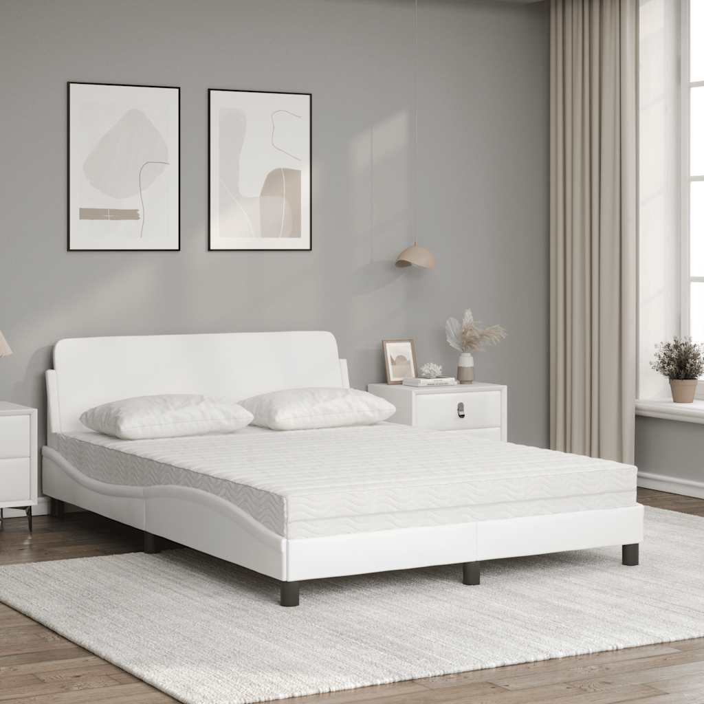 Bett mit Matratze "Dover" Weiß 140x200 cm Kunstleder