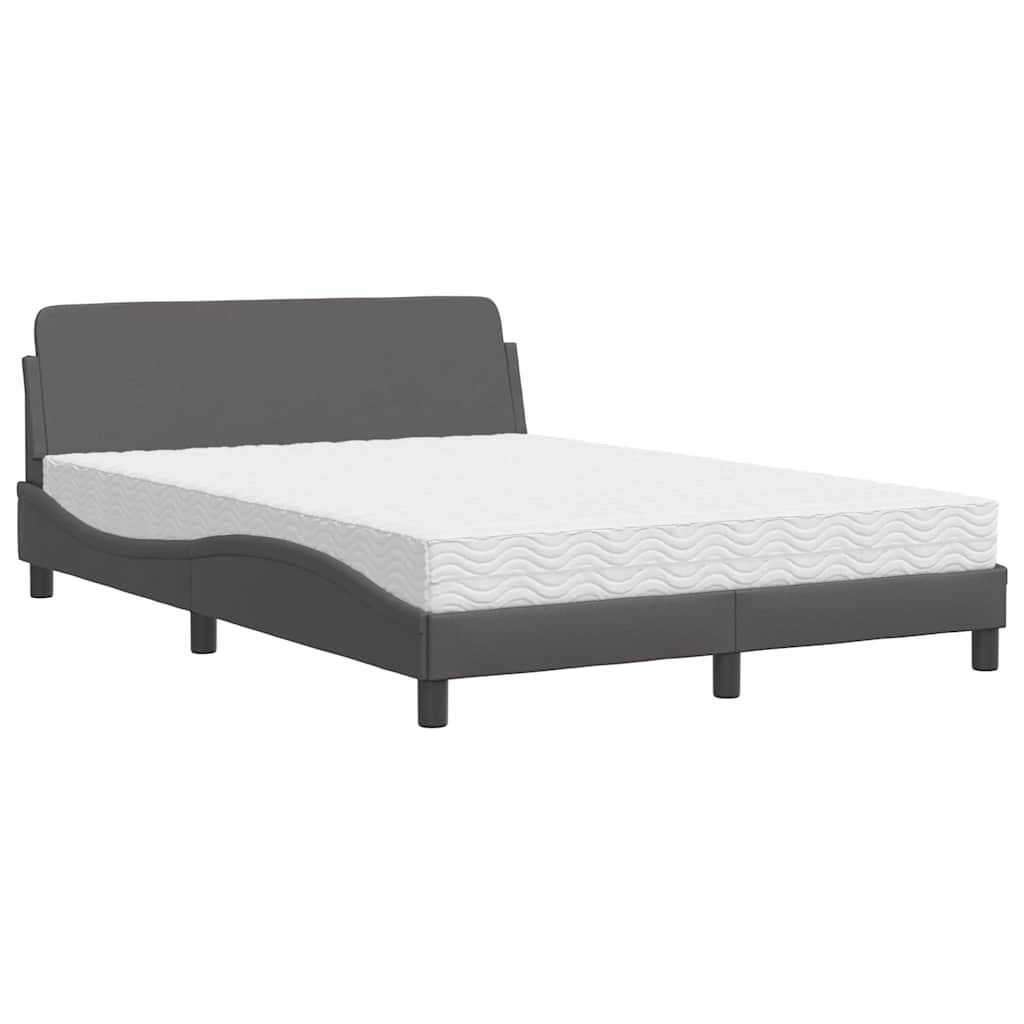 Bett mit Matratze "Dover" Grau 140x200 cm Kunstleder