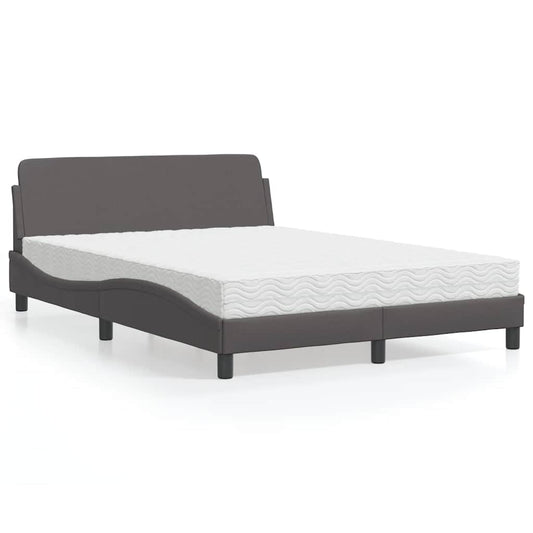 Bett mit Matratze "Dover" Grau 140x200 cm Kunstleder