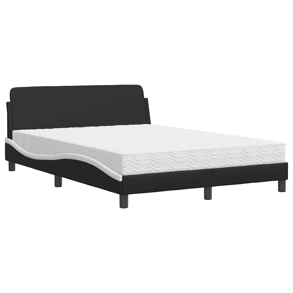Bett mit Matratze "Dover" Schwarz und Weiß 140x200 cm Kunstleder