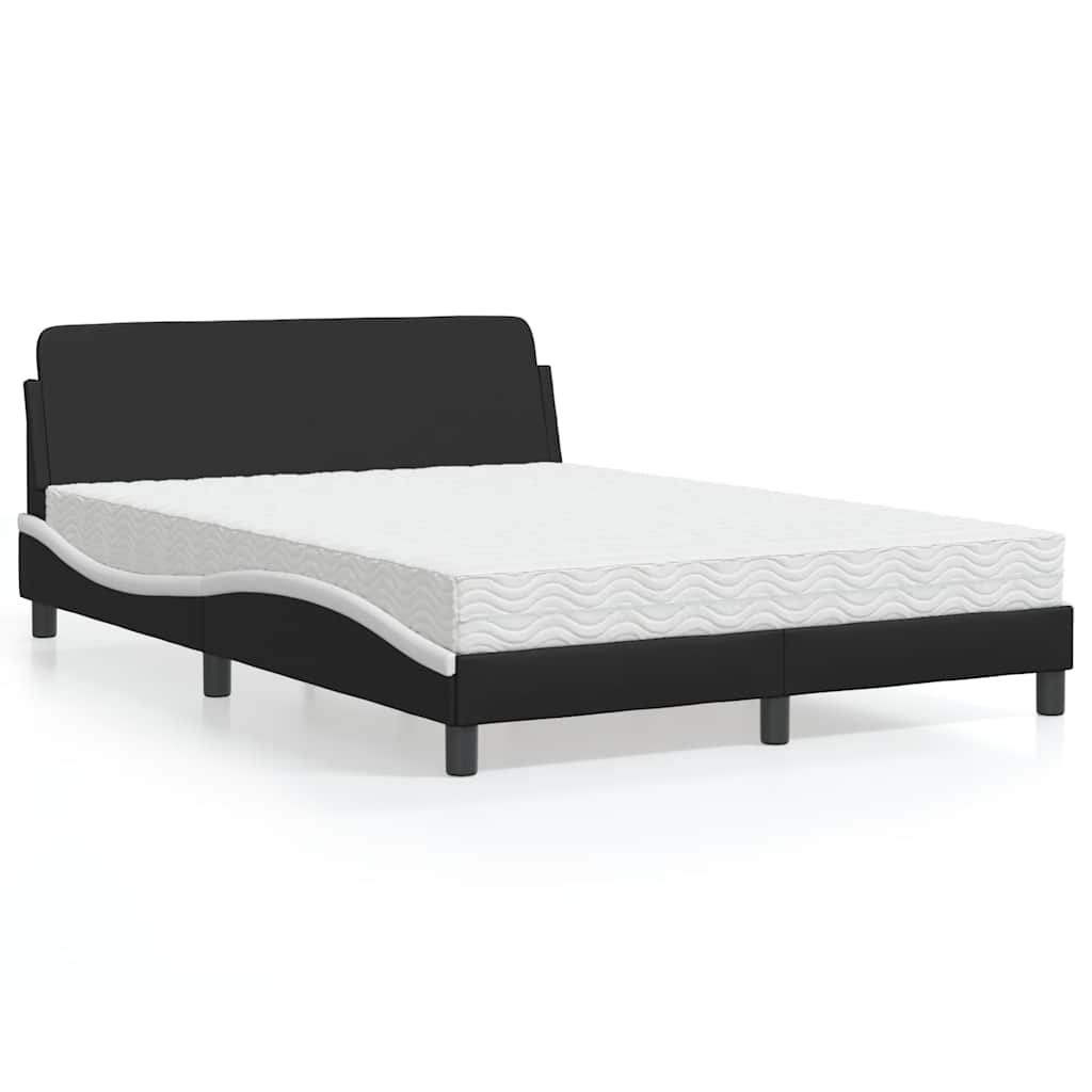 Bett mit Matratze "Dover" Schwarz und Weiß 140x200 cm Kunstleder