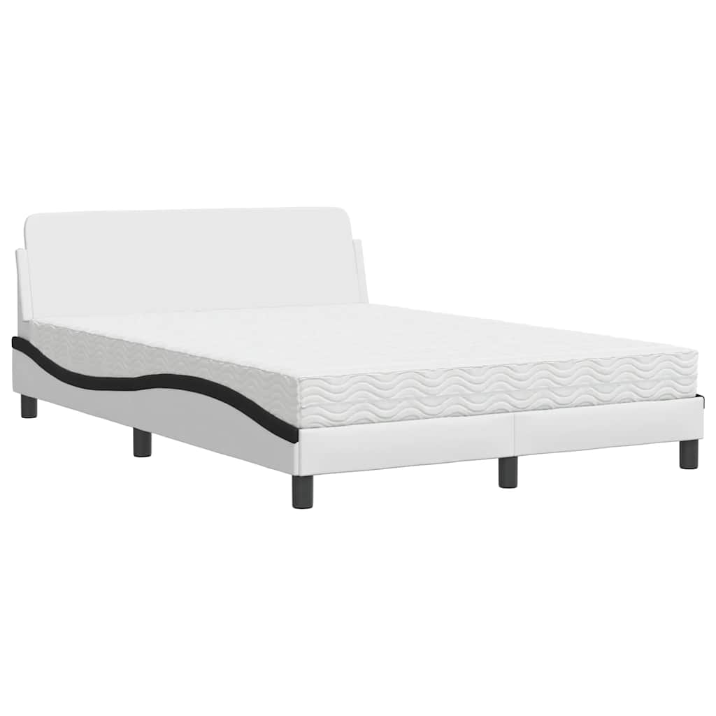 Bett mit Matratze "Dover" Weiß und Schwarz 140x200 cm Kunstleder