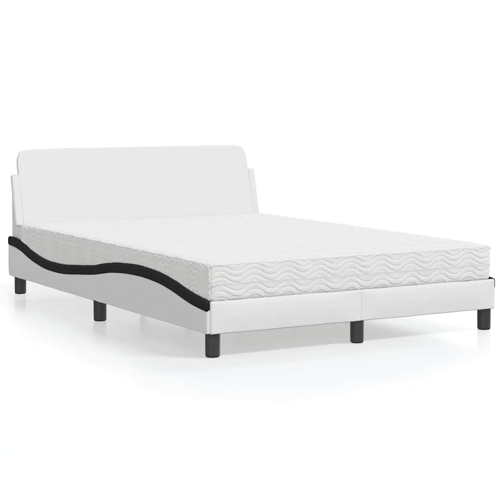 Bett mit Matratze "Dover" Weiß und Schwarz 140x200 cm Kunstleder