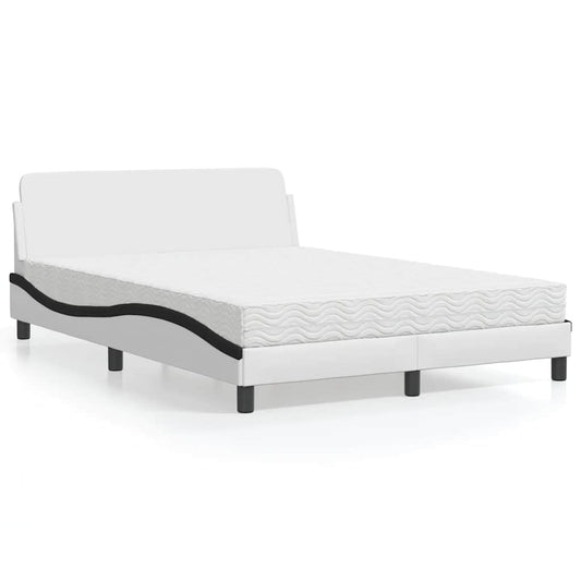 Bett mit Matratze "Dover" Weiß und Schwarz 140x200 cm Kunstleder